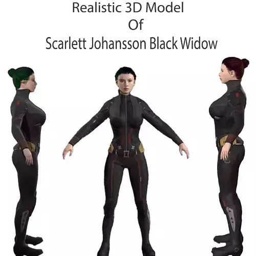 Scarlett Johansson as Black Widow Low-poly 3D model
