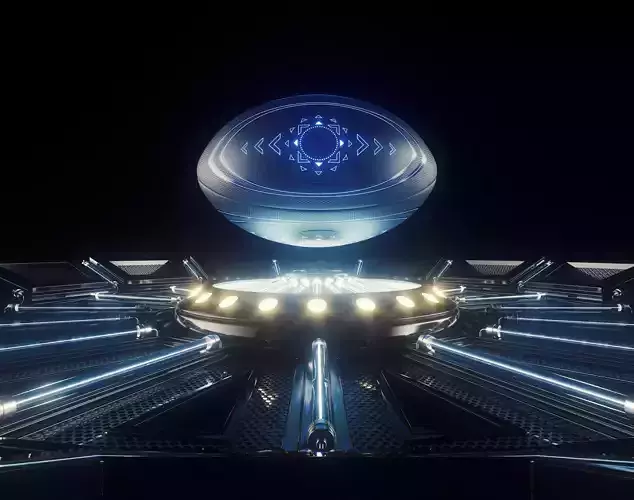 Futuristic Rugby Ball and Stage
