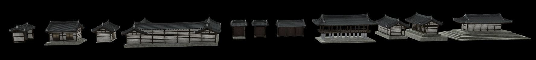 Korean Traditional Houses Hanok 03 with 11 modelings Low-poly 3D model_11