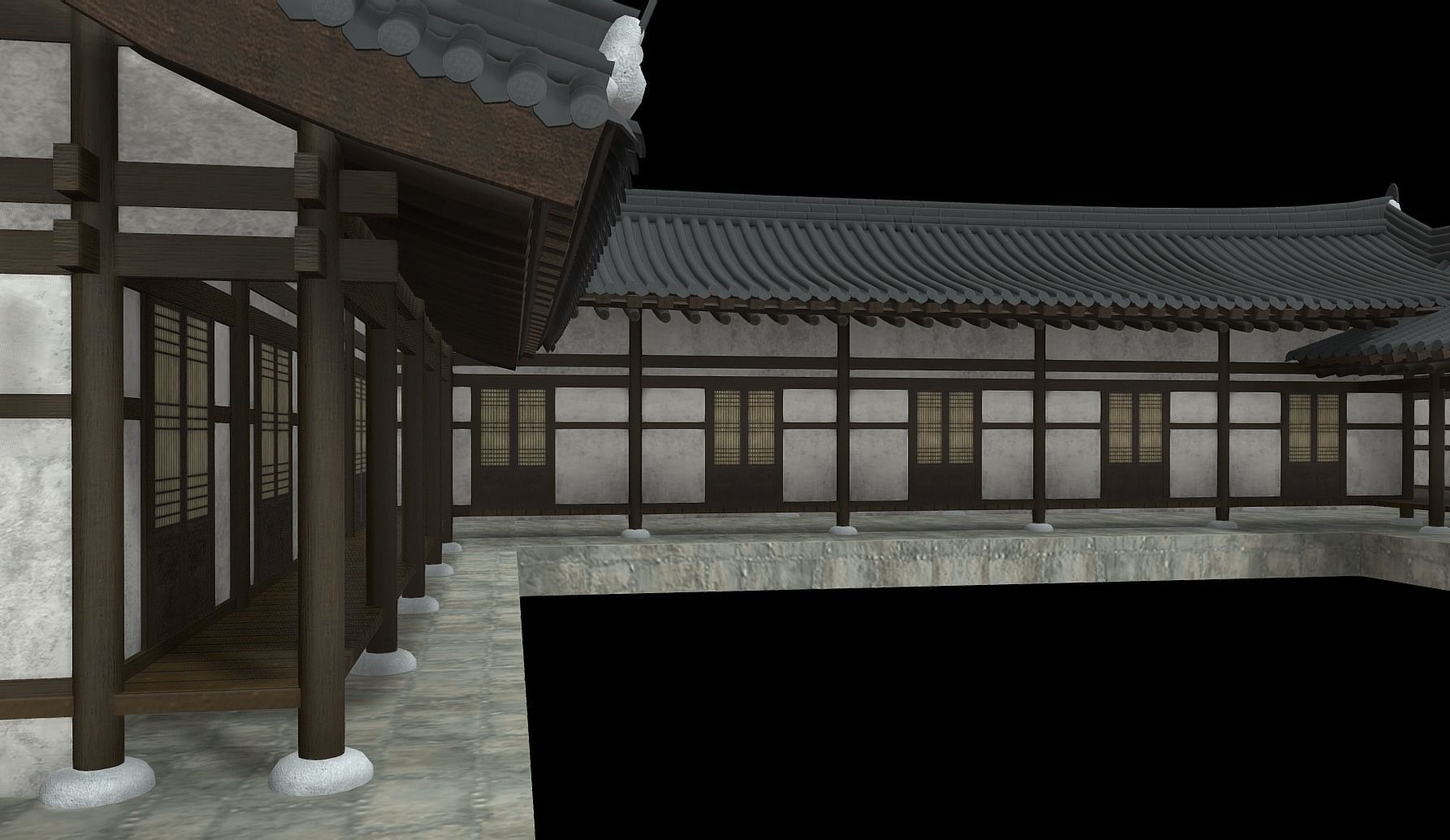 Korean Traditional Houses Hanok 03 with 11 modelings Low-poly 3D model_9