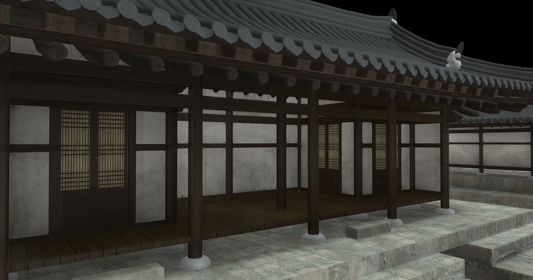 Korean Traditional Houses Hanok 03 with 11 modelings Low-poly 3D model_36