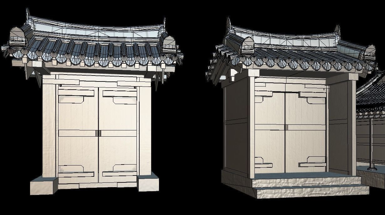 Korean Traditional Houses Hanok 03 with 11 modelings Low-poly 3D model_29