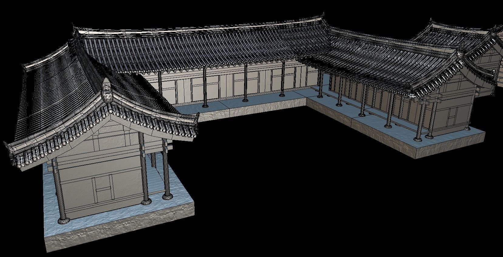 Korean Traditional Houses Hanok 03 with 11 modelings Low-poly 3D model_30