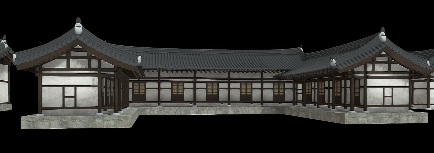Korean Traditional Houses Hanok 03 with 11 modelings Low-poly 3D model_8