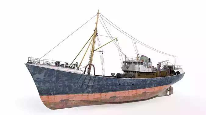 North Sea Diesel Trawler Low-poly 3D model