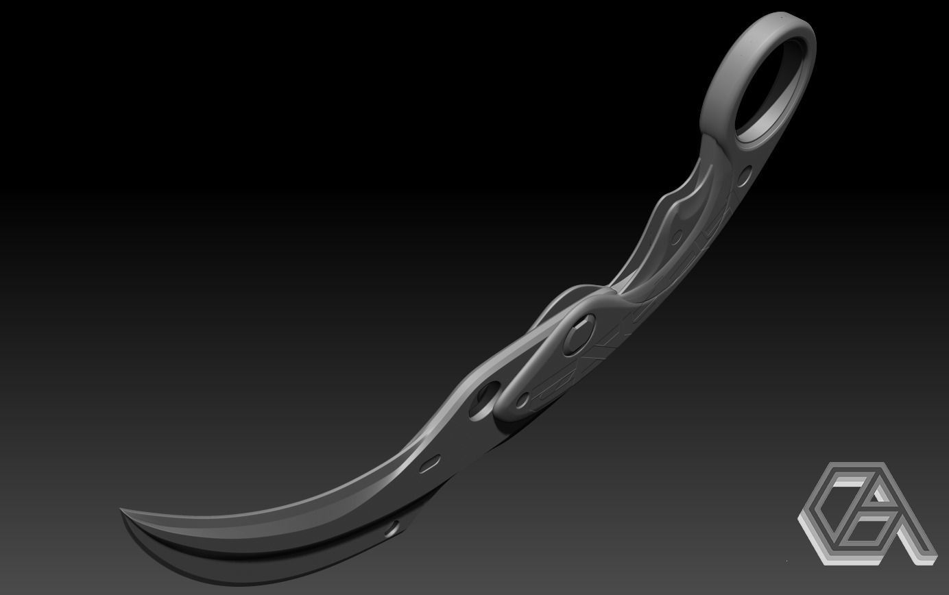 Valorant velocity karambit 3D print model_3