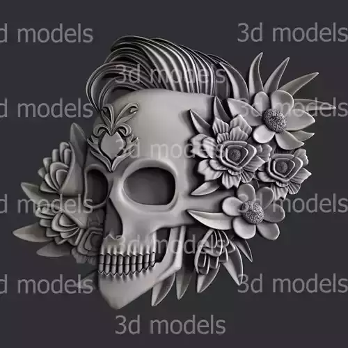 3d STL models for CNC or 3d printer skull P438 3D model 3D model