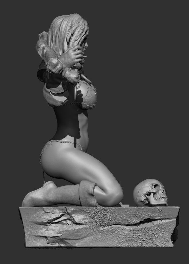 Red Sonja in the pillory Printable Figure 3D print model_3