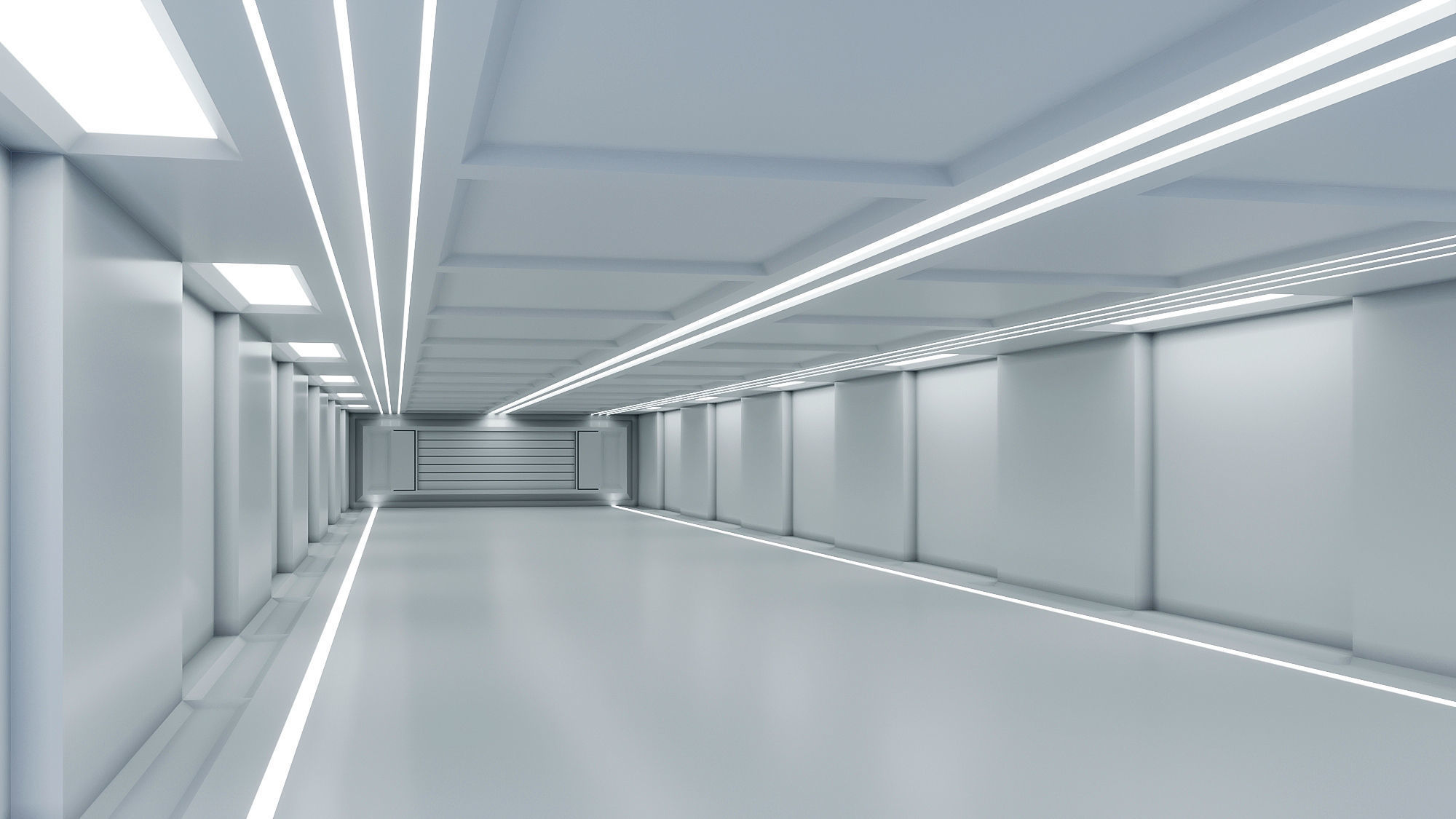 low poly sci fi corridor 10 Low-poly 3D model_2