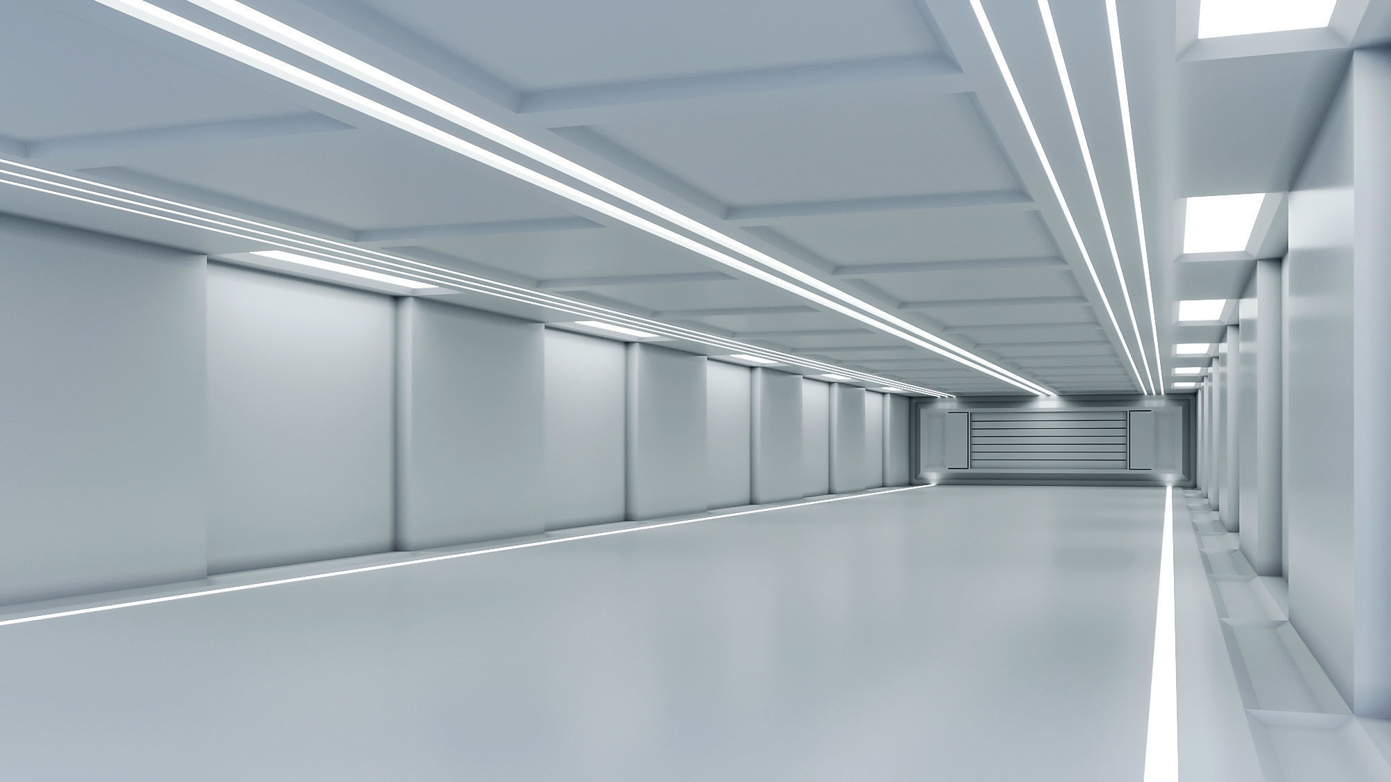 low poly sci fi corridor 10 Low-poly 3D model_1