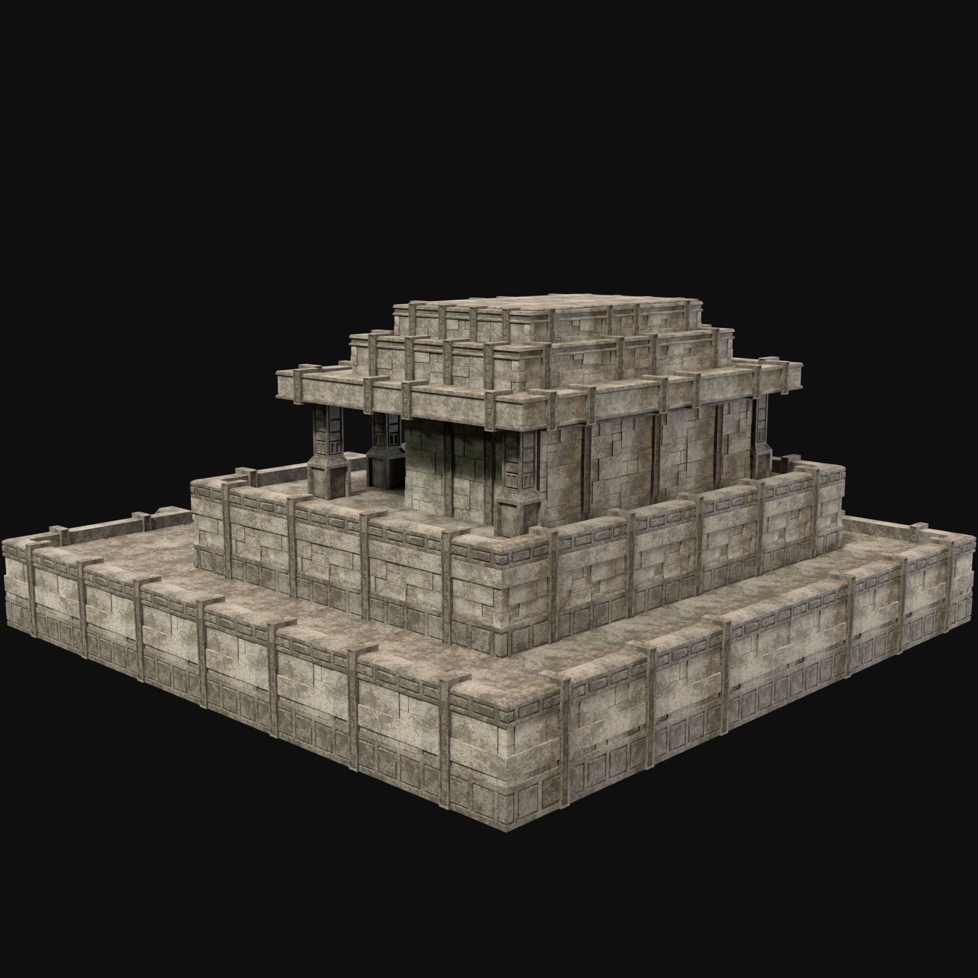 ANCIENT TEMPLE PYRAMID AZTEC MAYAN INCA PLATFORM RUIN COLLECTION Low-poly 3D model_11