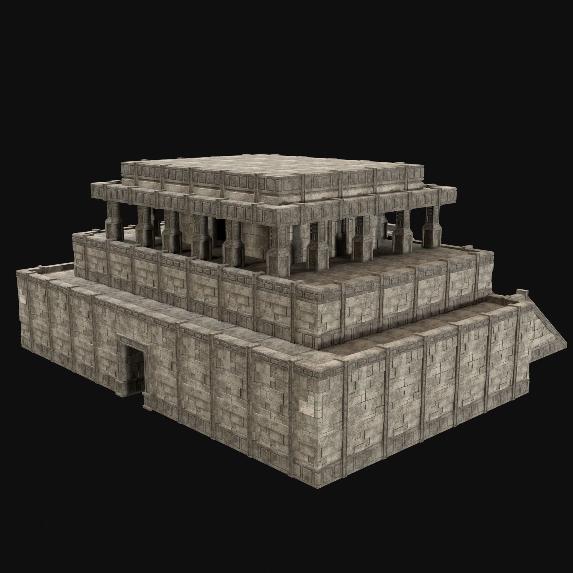 ANCIENT TEMPLE PYRAMID AZTEC MAYAN INCA PLATFORM RUIN COLLECTION Low-poly 3D model_7