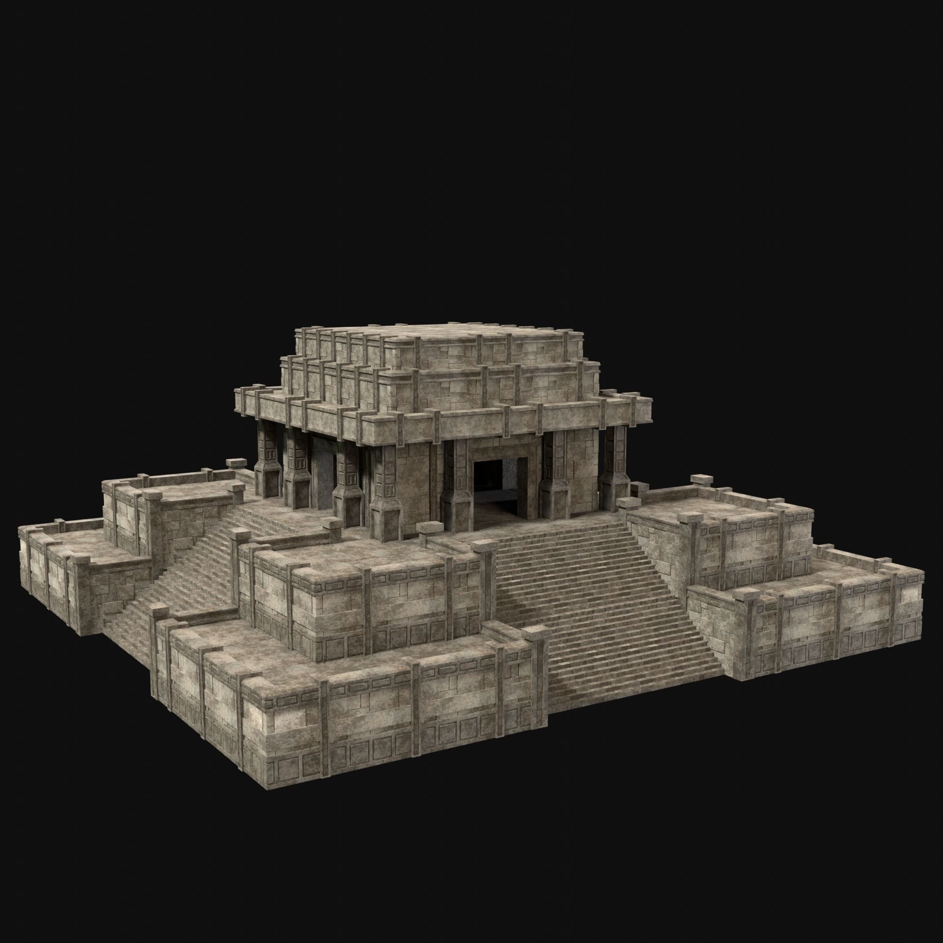 ANCIENT TEMPLE PYRAMID AZTEC MAYAN INCA PLATFORM RUIN COLLECTION Low-poly 3D model_33