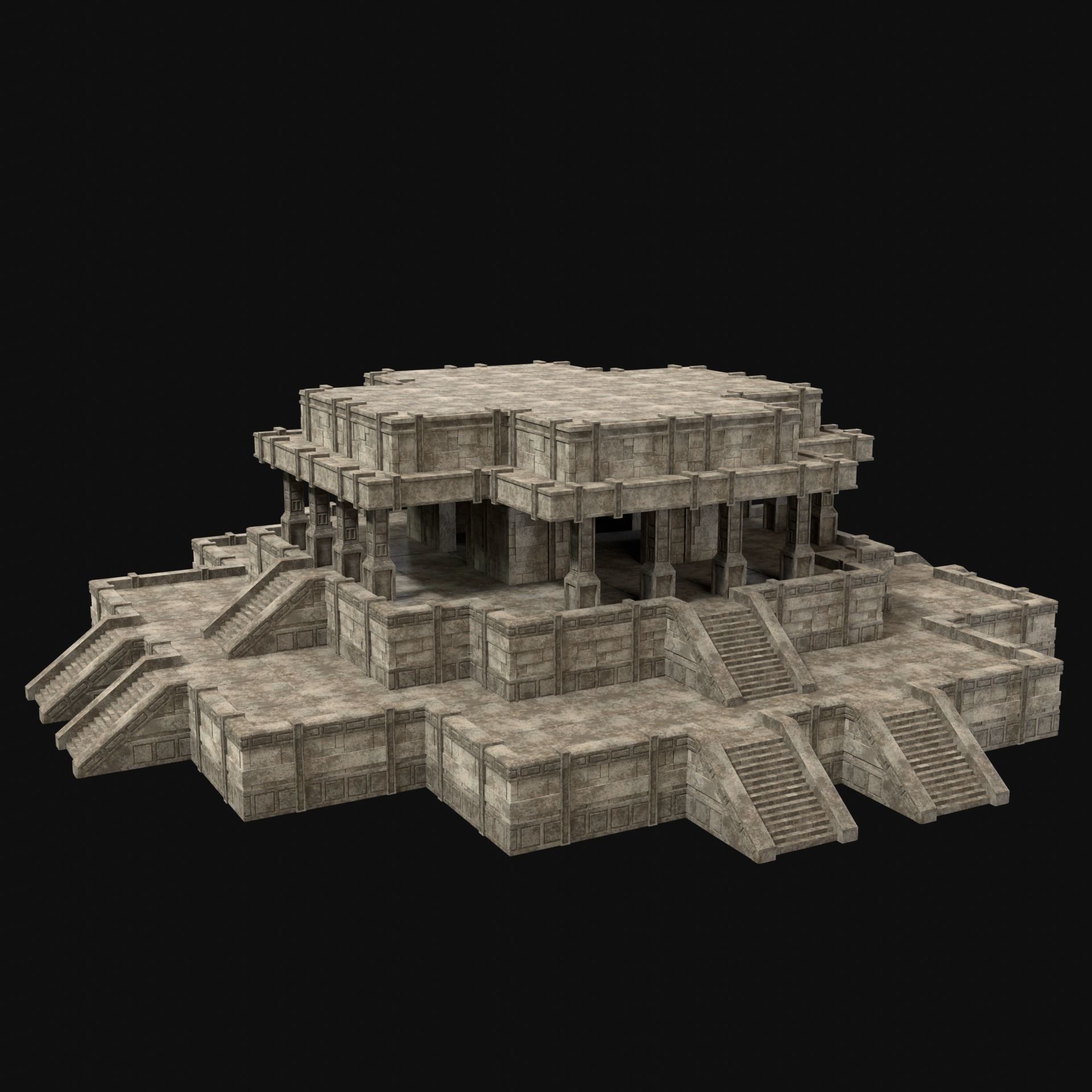 ANCIENT TEMPLE PYRAMID AZTEC MAYAN INCA PLATFORM RUIN COLLECTION Low-poly 3D model_22