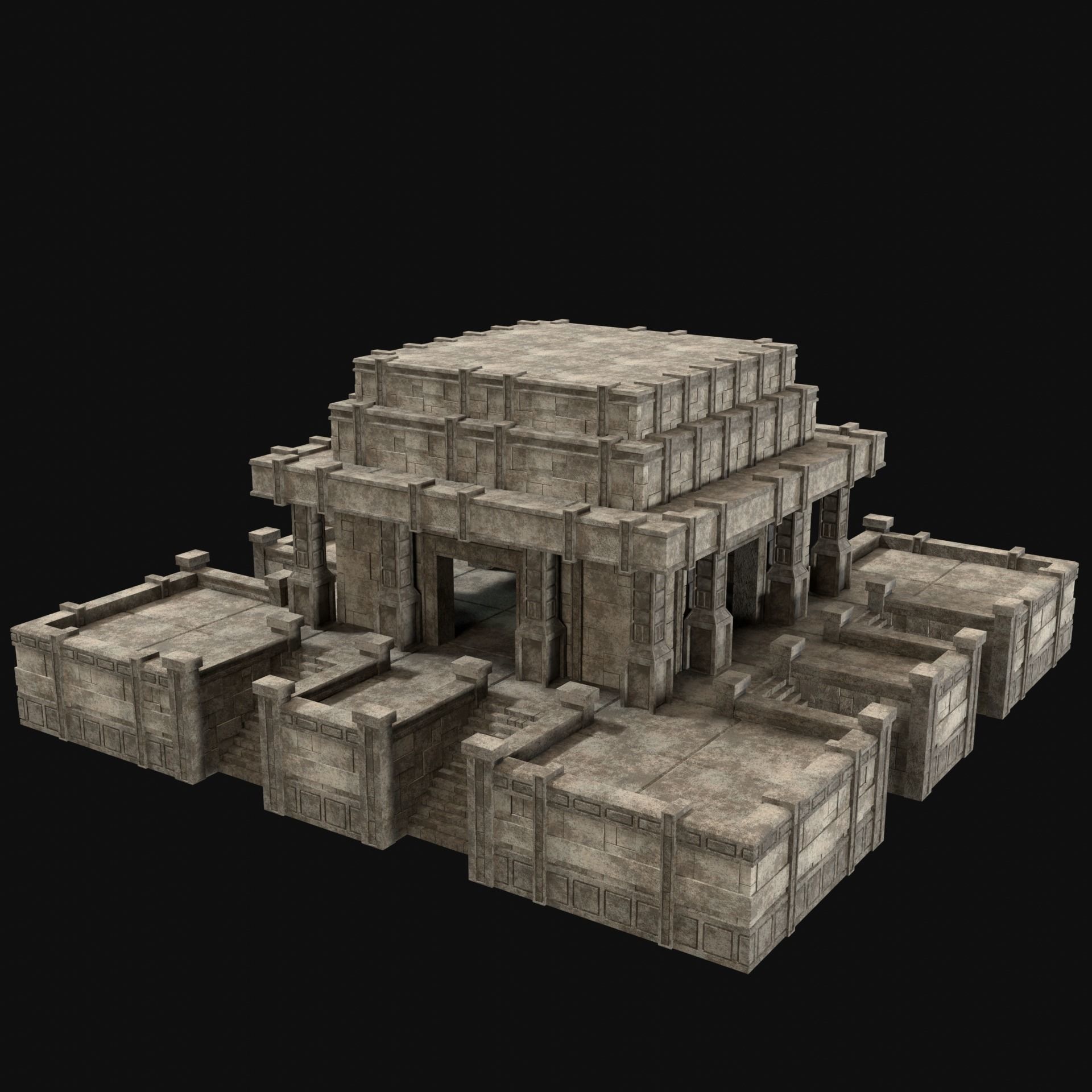 ANCIENT TEMPLE PYRAMID AZTEC MAYAN INCA PLATFORM RUIN COLLECTION Low-poly 3D model_31