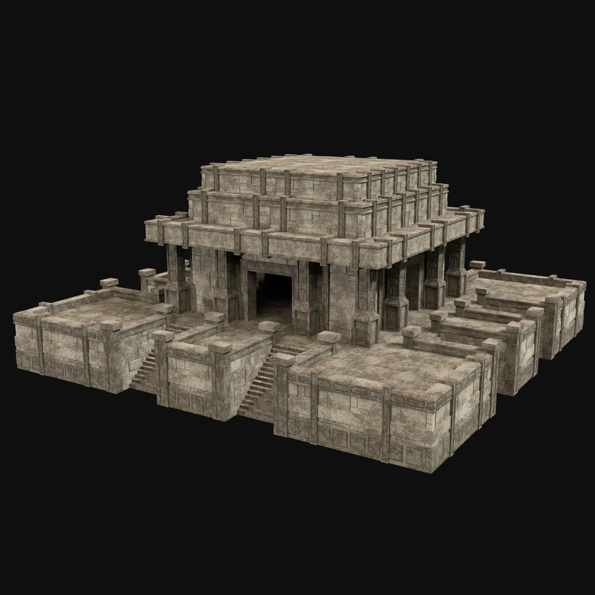 ANCIENT TEMPLE PYRAMID AZTEC MAYAN INCA PLATFORM RUIN COLLECTION Low-poly 3D model_29