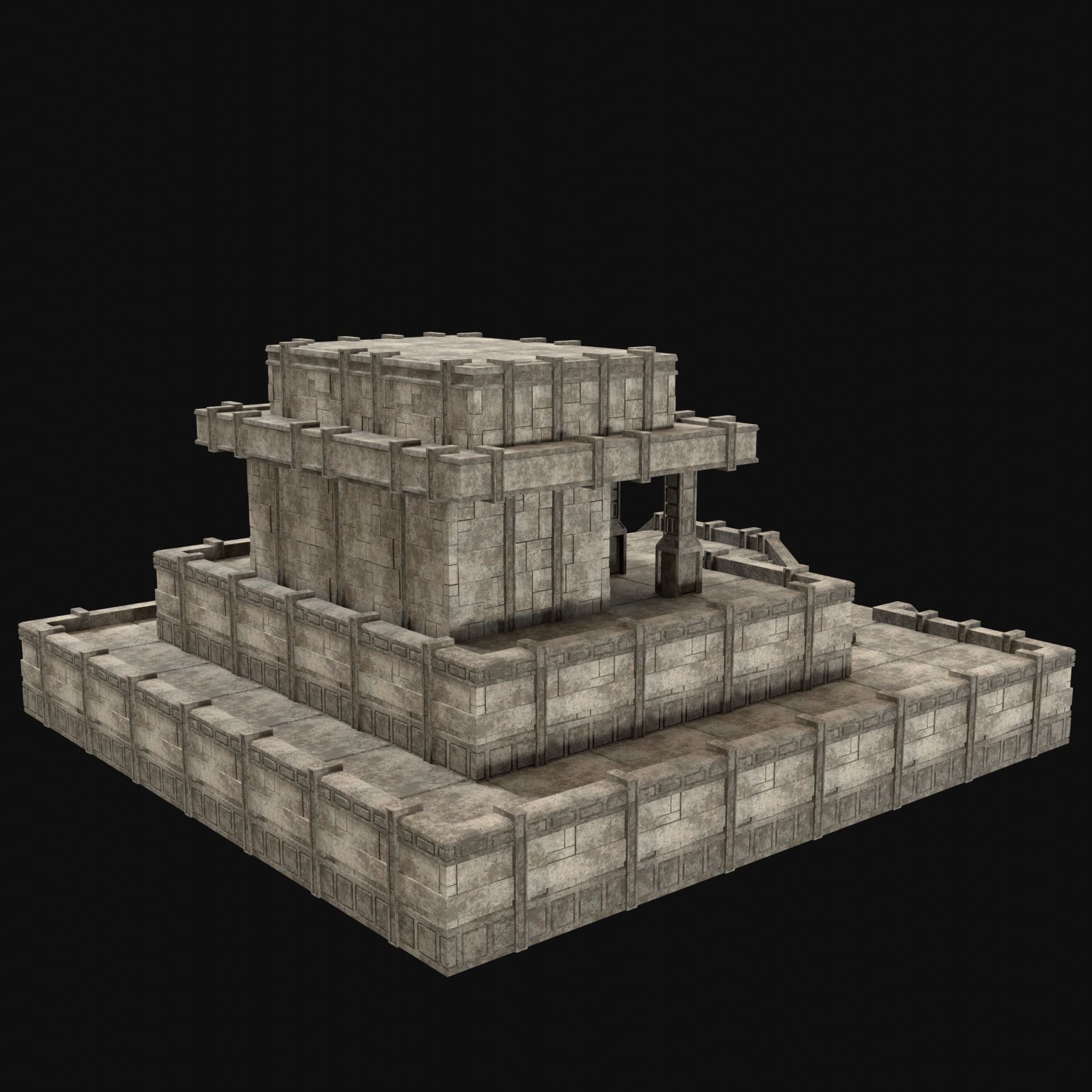 ANCIENT TEMPLE PYRAMID AZTEC MAYAN INCA PLATFORM RUIN COLLECTION Low-poly 3D model_15