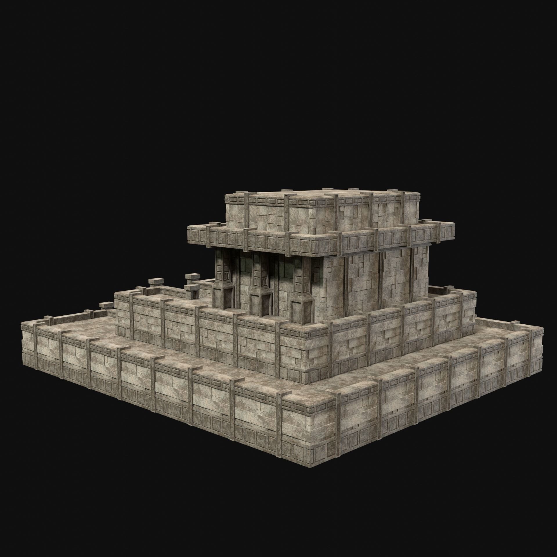 ANCIENT TEMPLE PYRAMID AZTEC MAYAN INCA PLATFORM RUIN COLLECTION Low-poly 3D model_19