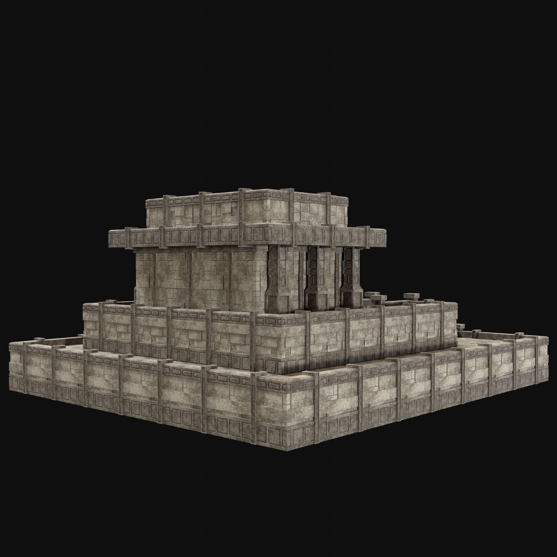 ANCIENT TEMPLE PYRAMID AZTEC MAYAN INCA PLATFORM RUIN COLLECTION Low-poly 3D model_18
