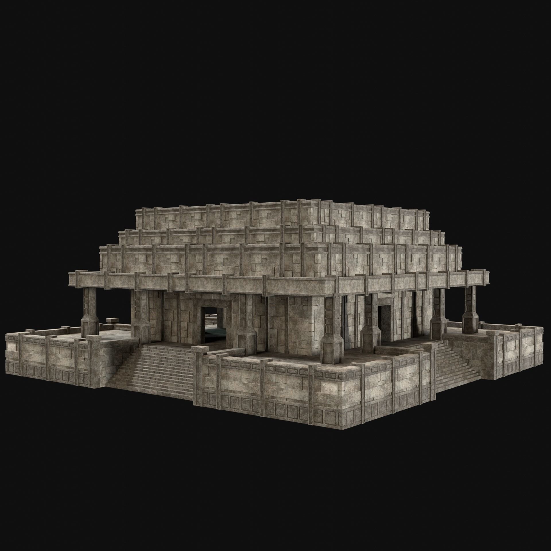 ANCIENT TEMPLE PYRAMID AZTEC MAYAN INCA PLATFORM RUIN COLLECTION Low-poly 3D model_26