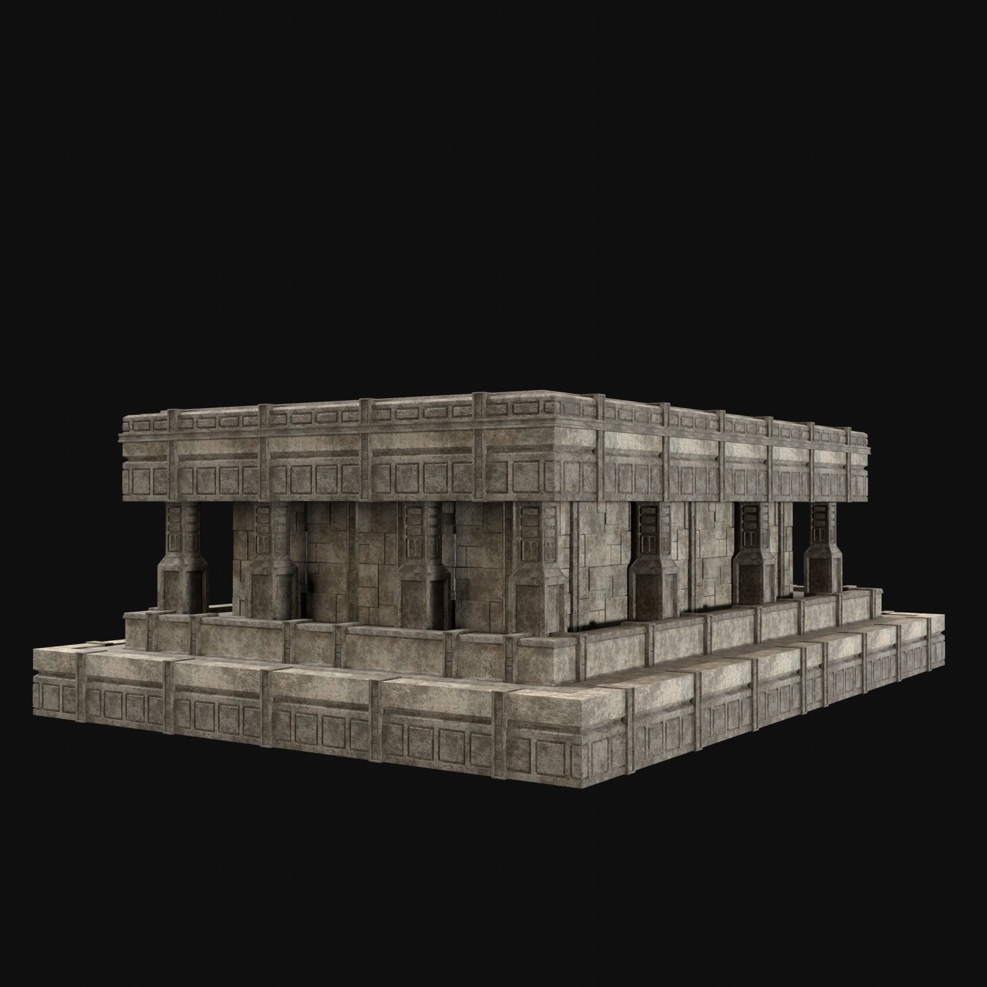 ANCIENT TEMPLE PYRAMID AZTEC MAYAN INCA PLATFORM RUIN COLLECTION Low-poly 3D model_2