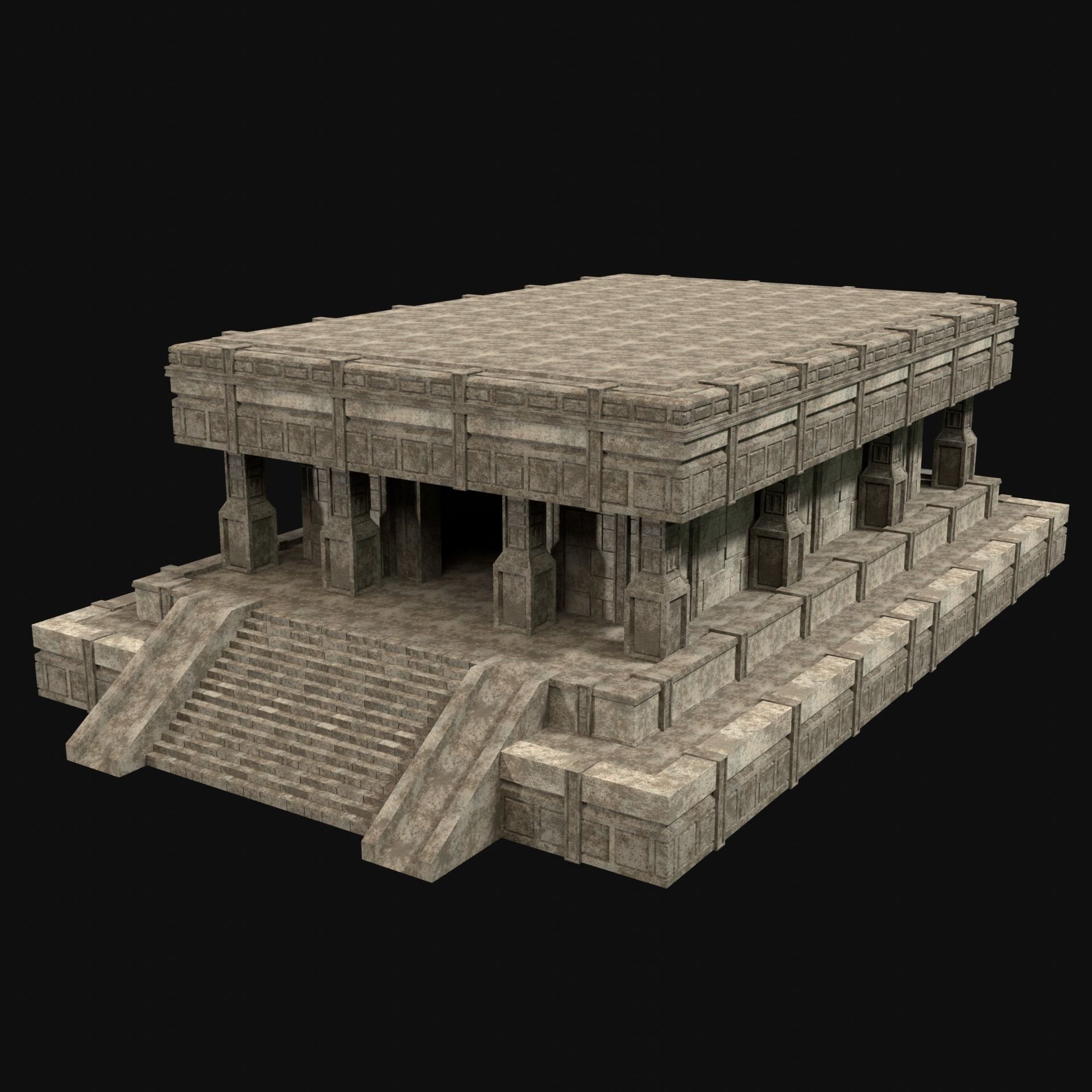 ANCIENT TEMPLE PYRAMID AZTEC MAYAN INCA PLATFORM RUIN COLLECTION Low-poly 3D model_1