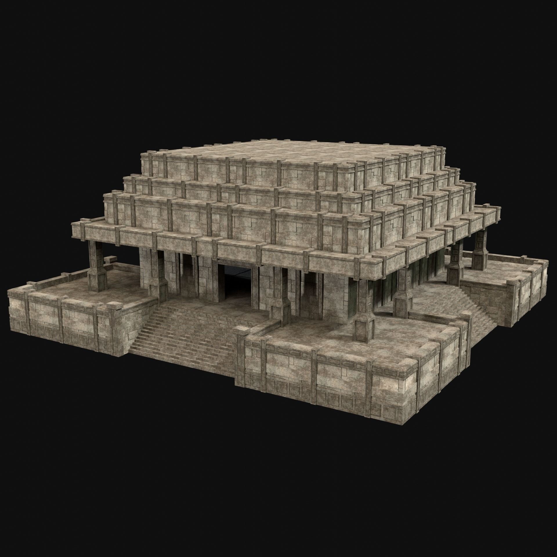 ANCIENT TEMPLE PYRAMID AZTEC MAYAN INCA PLATFORM RUIN COLLECTION Low-poly 3D model_25