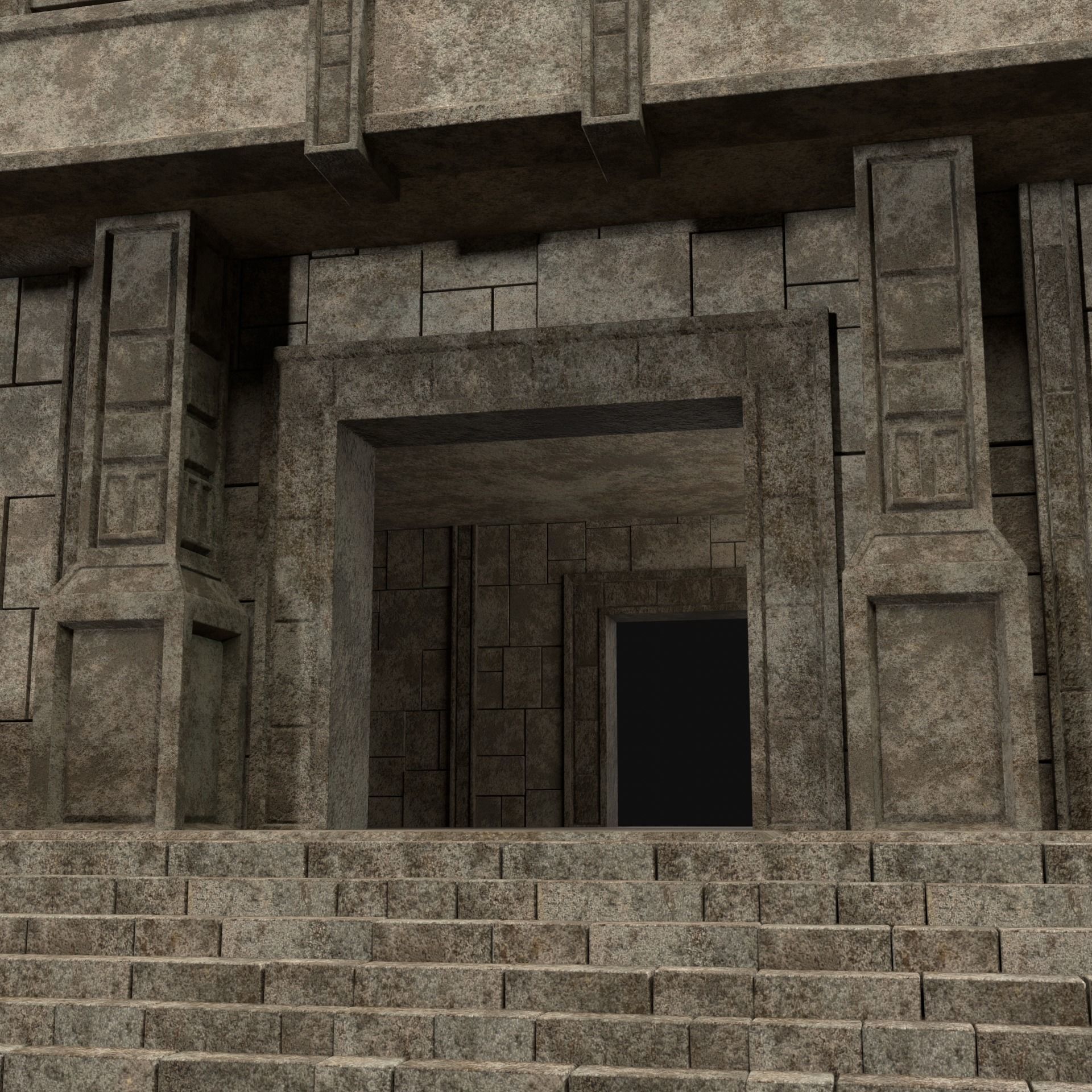 ANCIENT TEMPLE PYRAMID AZTEC MAYAN INCA PLATFORM RUIN COLLECTION Low-poly 3D model_41