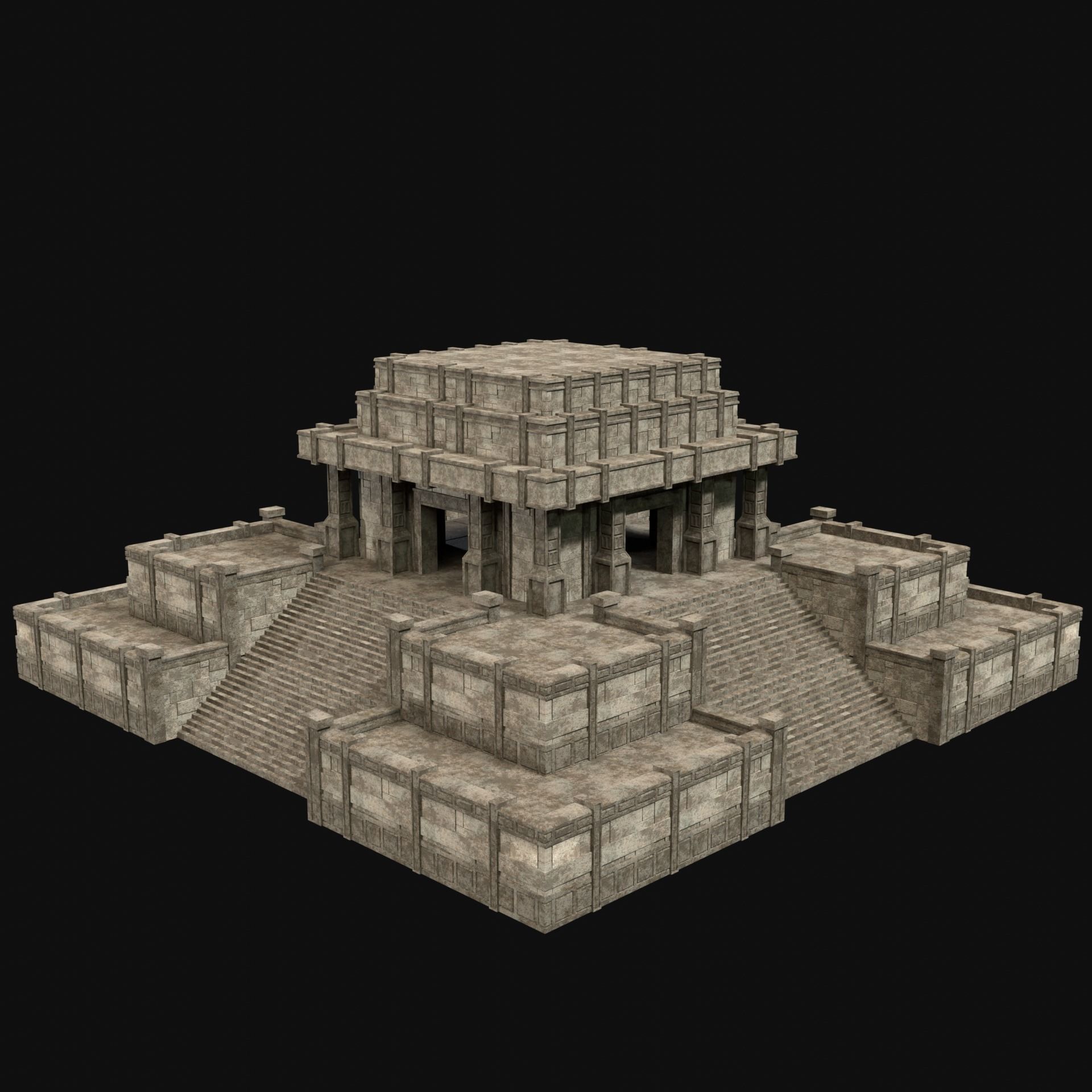 ANCIENT TEMPLE PYRAMID AZTEC MAYAN INCA PLATFORM RUIN COLLECTION Low-poly 3D model_34