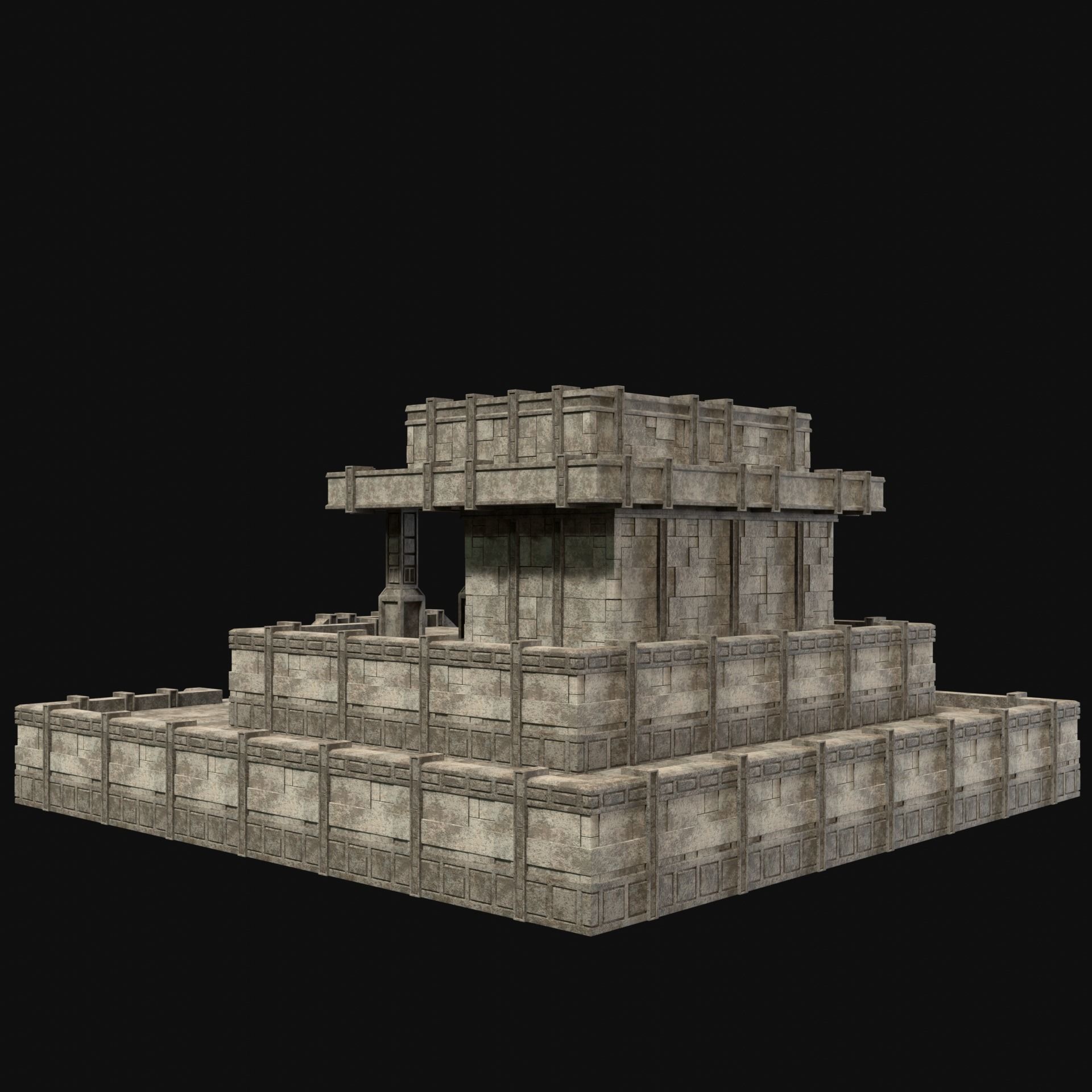 ANCIENT TEMPLE PYRAMID AZTEC MAYAN INCA PLATFORM RUIN COLLECTION Low-poly 3D model_14