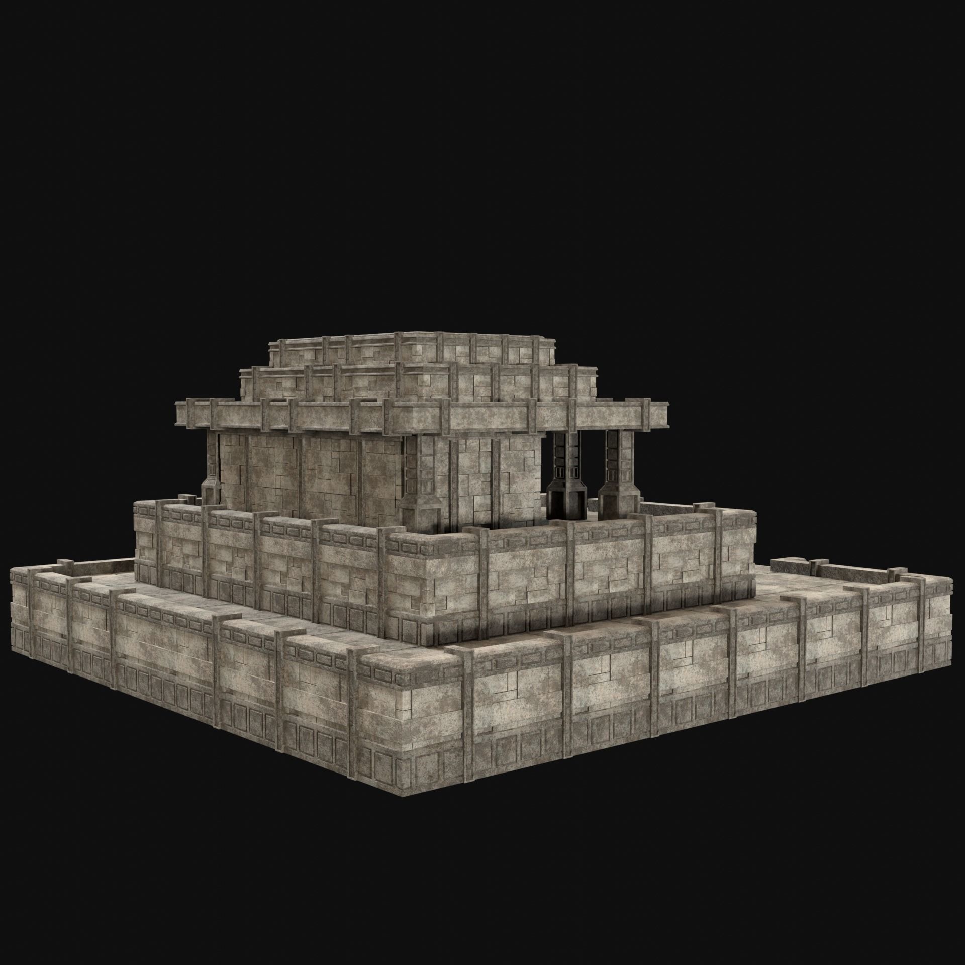ANCIENT TEMPLE PYRAMID AZTEC MAYAN INCA PLATFORM RUIN COLLECTION Low-poly 3D model_10