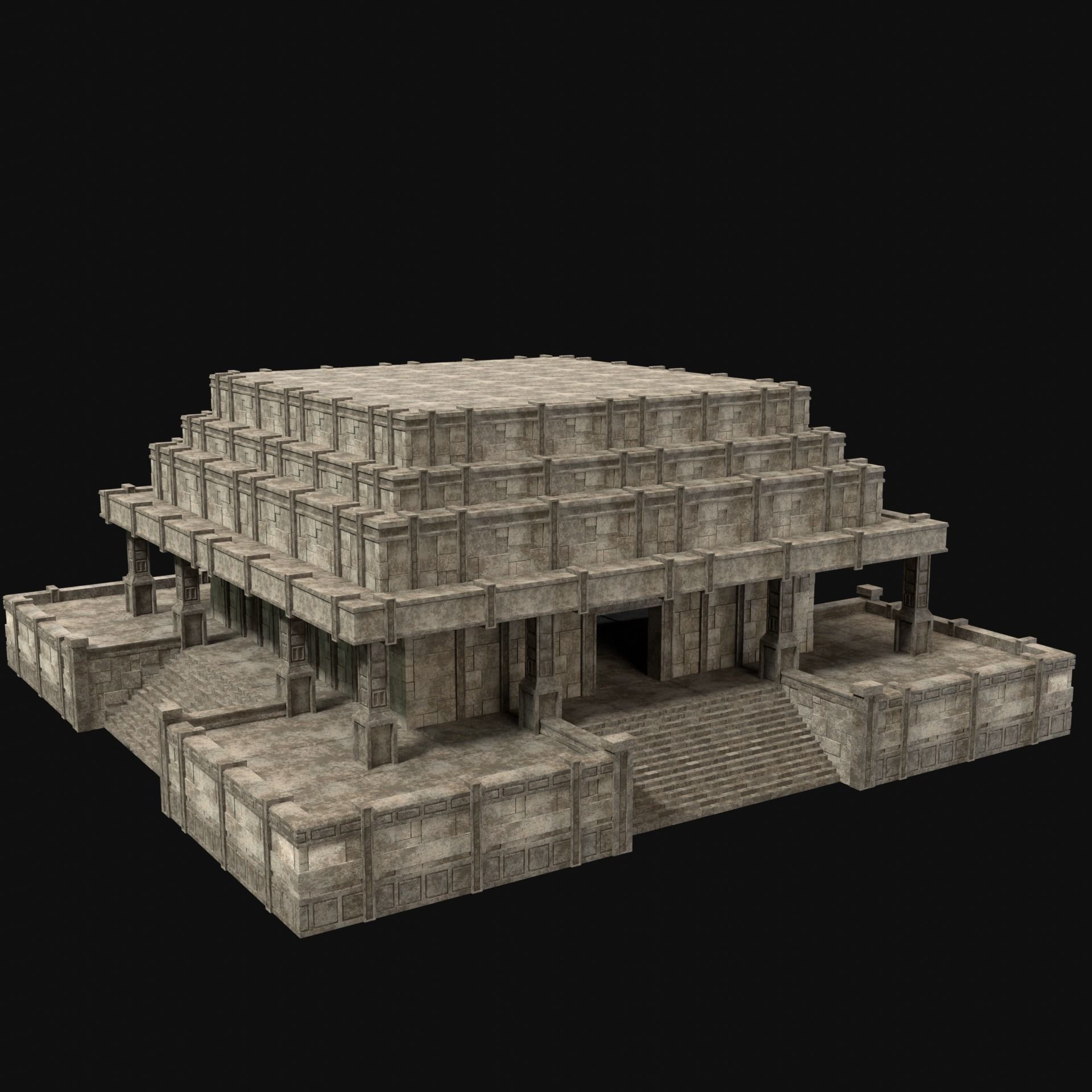ANCIENT TEMPLE PYRAMID AZTEC MAYAN INCA PLATFORM RUIN COLLECTION Low-poly 3D model_27