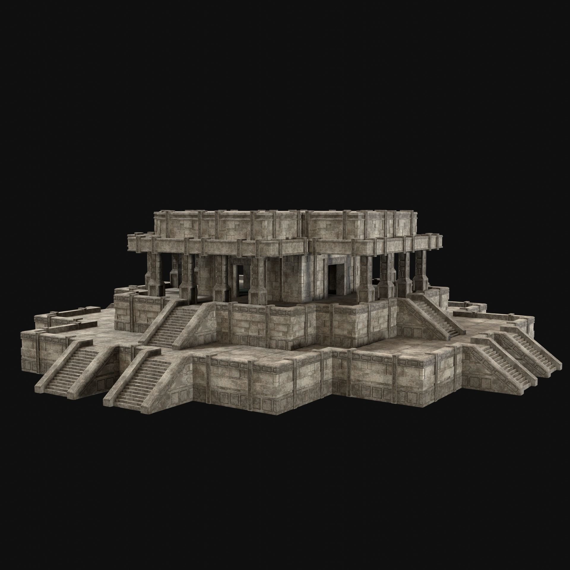 ANCIENT TEMPLE PYRAMID AZTEC MAYAN INCA PLATFORM RUIN COLLECTION Low-poly 3D model_23