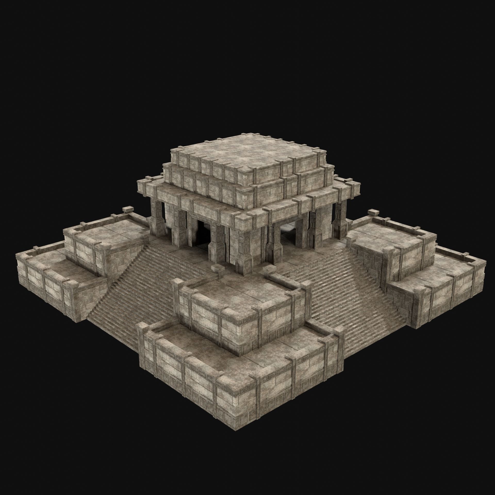 ANCIENT TEMPLE PYRAMID AZTEC MAYAN INCA PLATFORM RUIN COLLECTION Low-poly 3D model_35