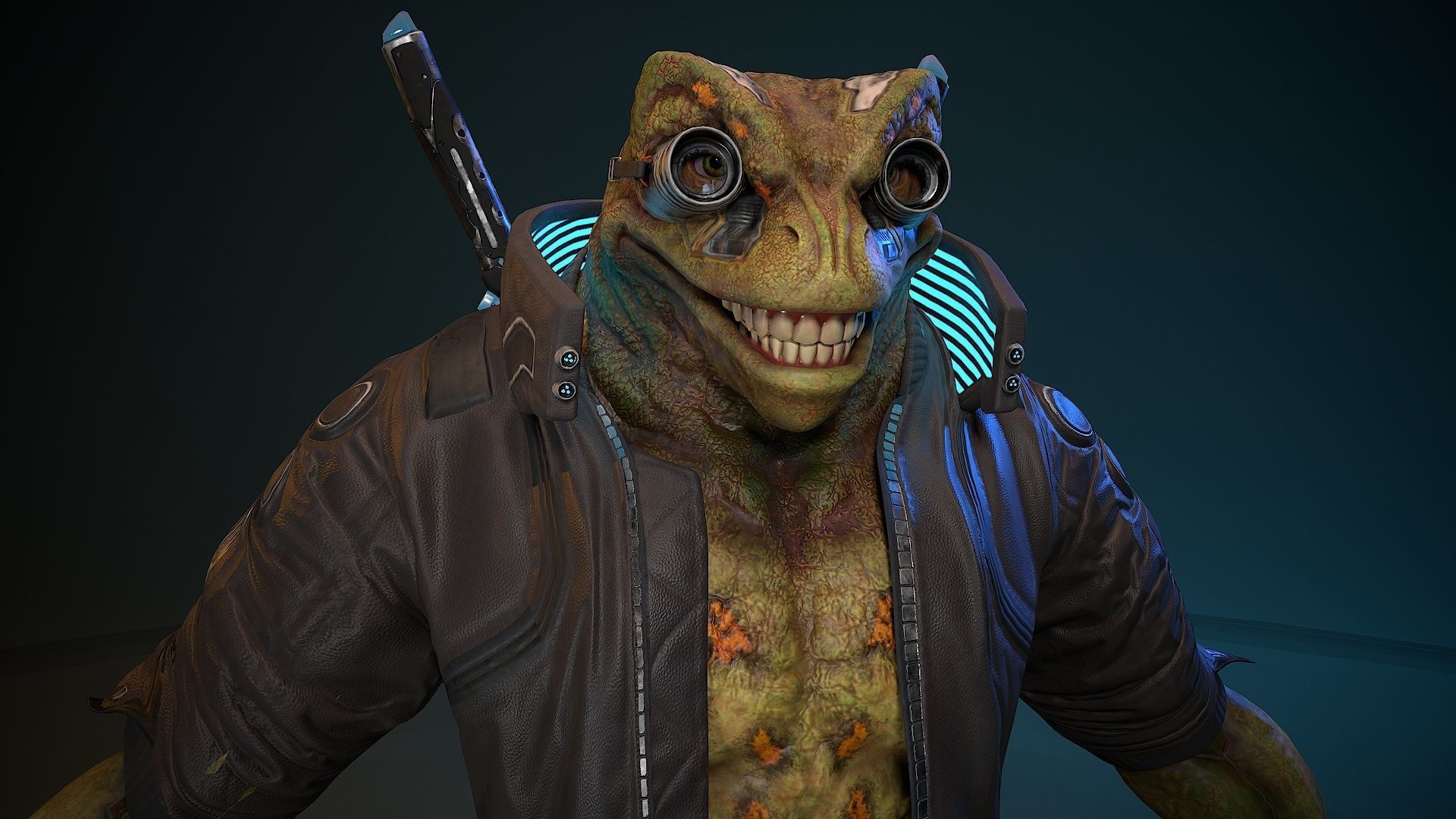 Cyberpunk Frog Low-poly 3D model_14