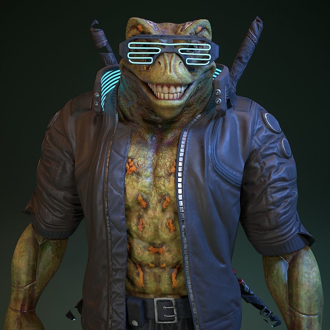 Cyberpunk Frog Low-poly 3D model_29