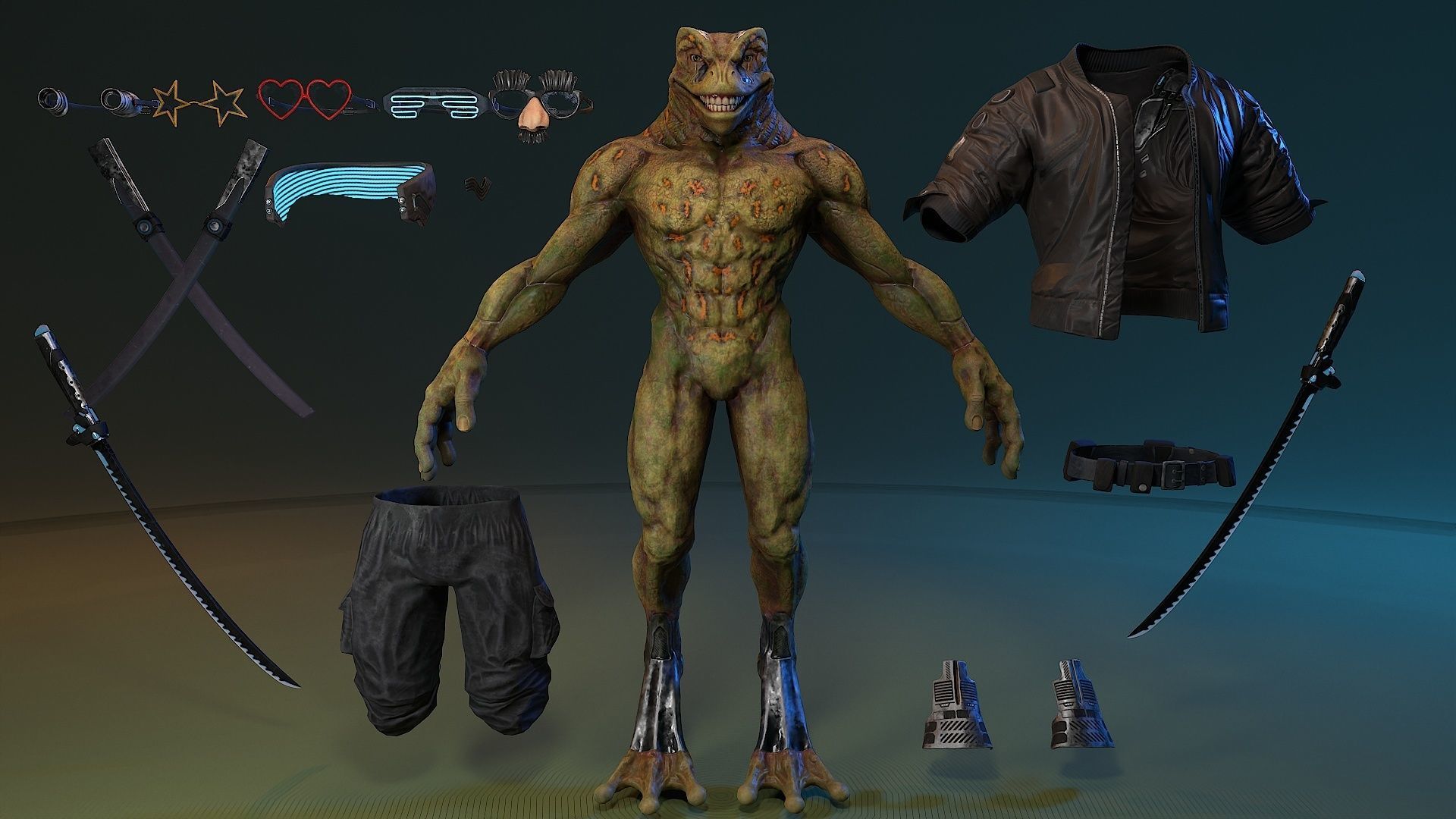 Cyberpunk Frog Low-poly 3D model_20