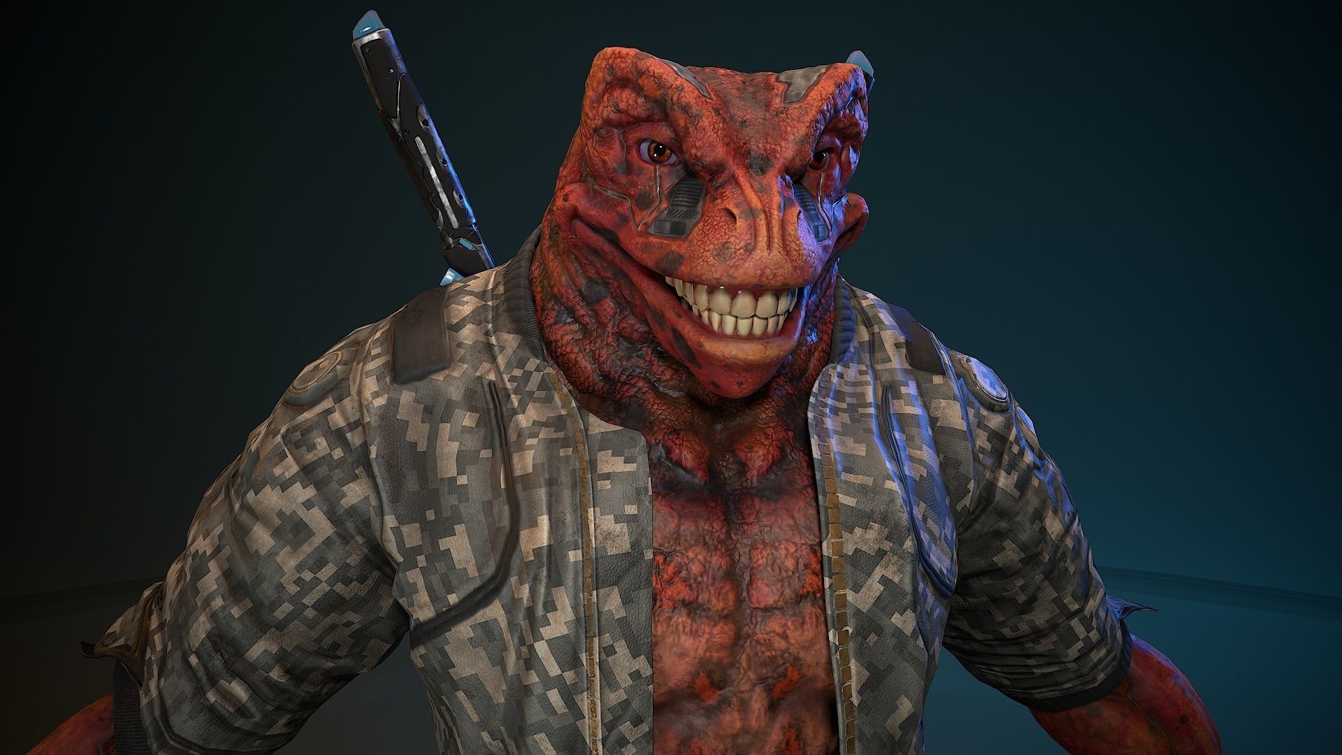 Cyberpunk Frog Low-poly 3D model_7