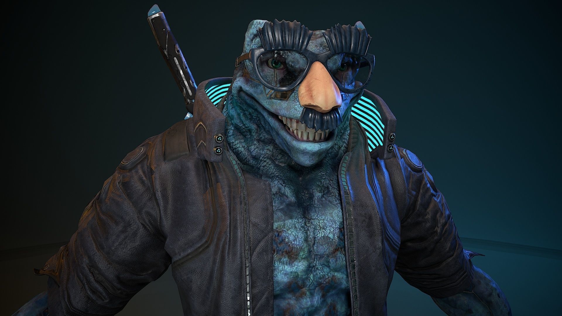 Cyberpunk Frog Low-poly 3D model_9