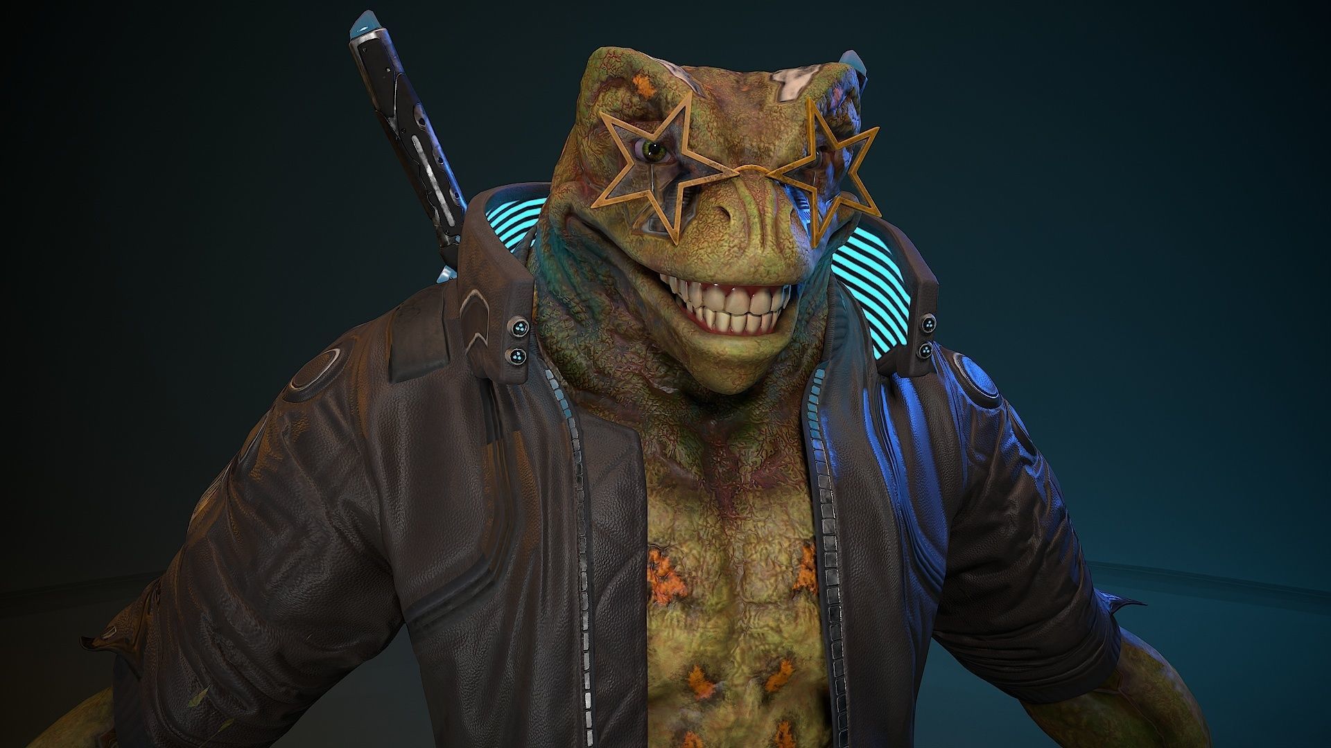 Cyberpunk Frog Low-poly 3D model_17