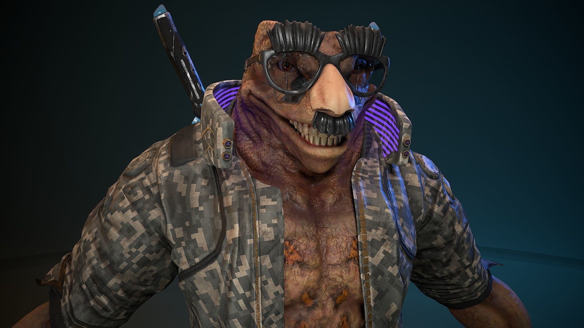 Cyberpunk Frog Low-poly 3D model_2