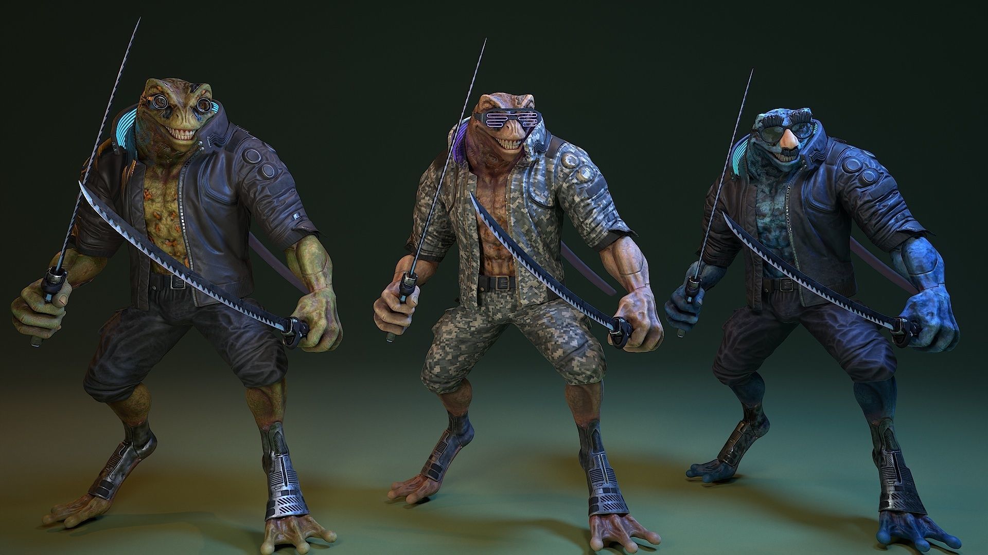 Cyberpunk Frog Low-poly 3D model_24