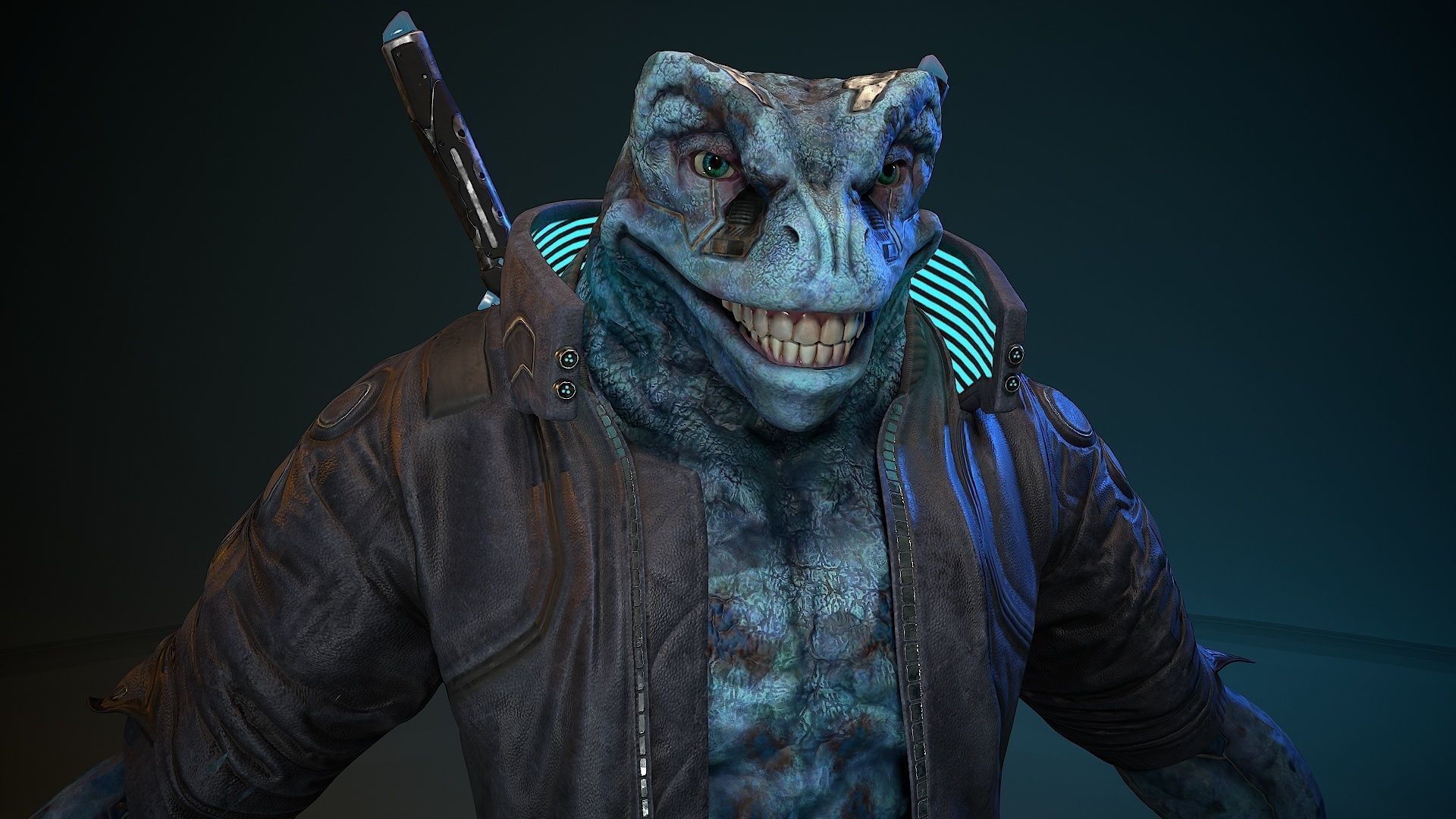 Cyberpunk Frog Low-poly 3D model_13