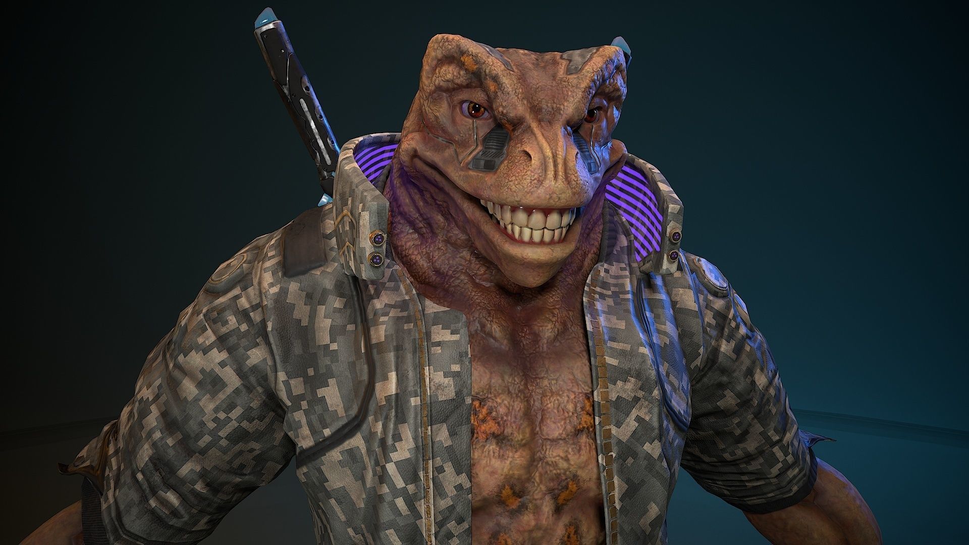 Cyberpunk Frog Low-poly 3D model_6