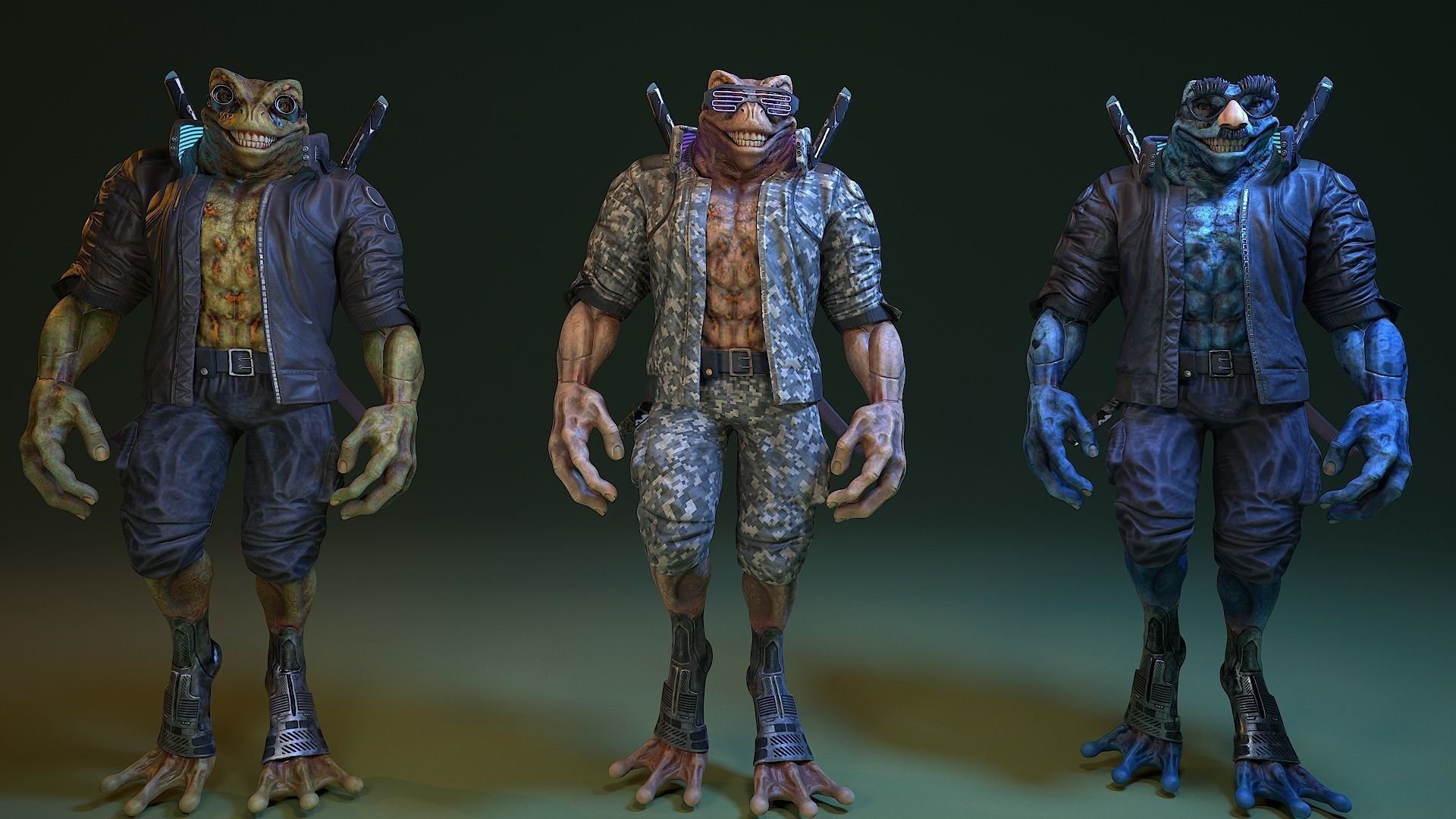 Cyberpunk Frog Low-poly 3D model_25