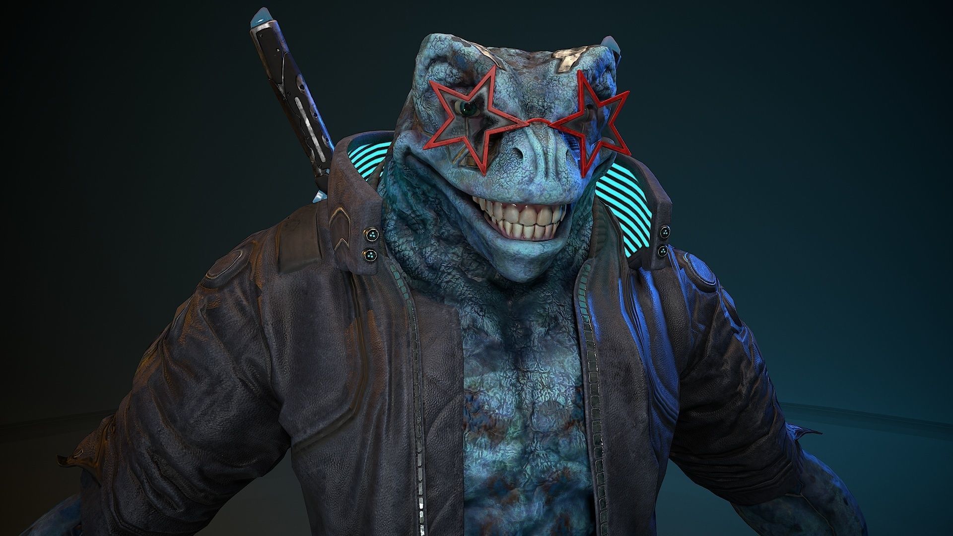 Cyberpunk Frog Low-poly 3D model_11