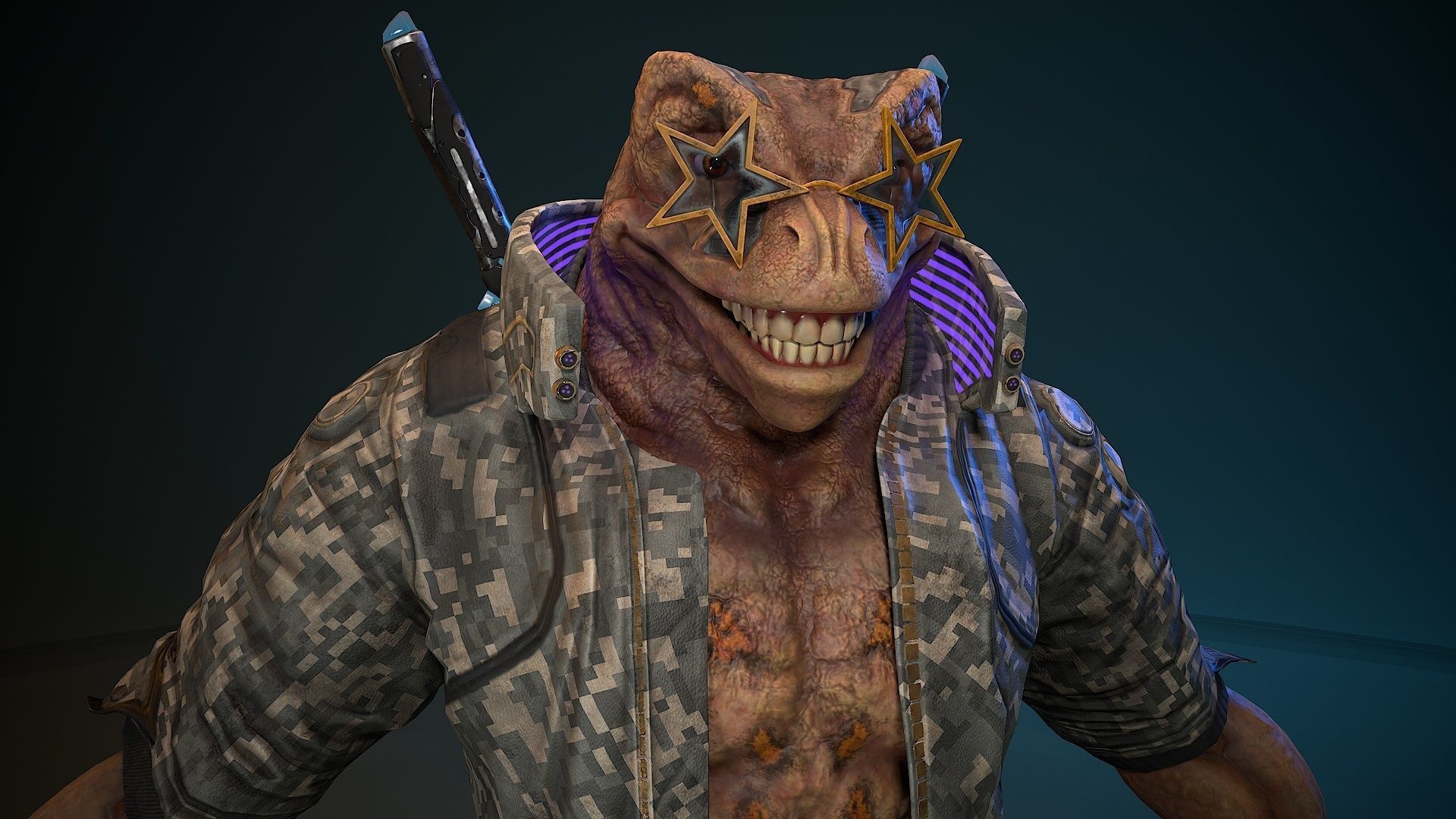 Cyberpunk Frog Low-poly 3D model_4