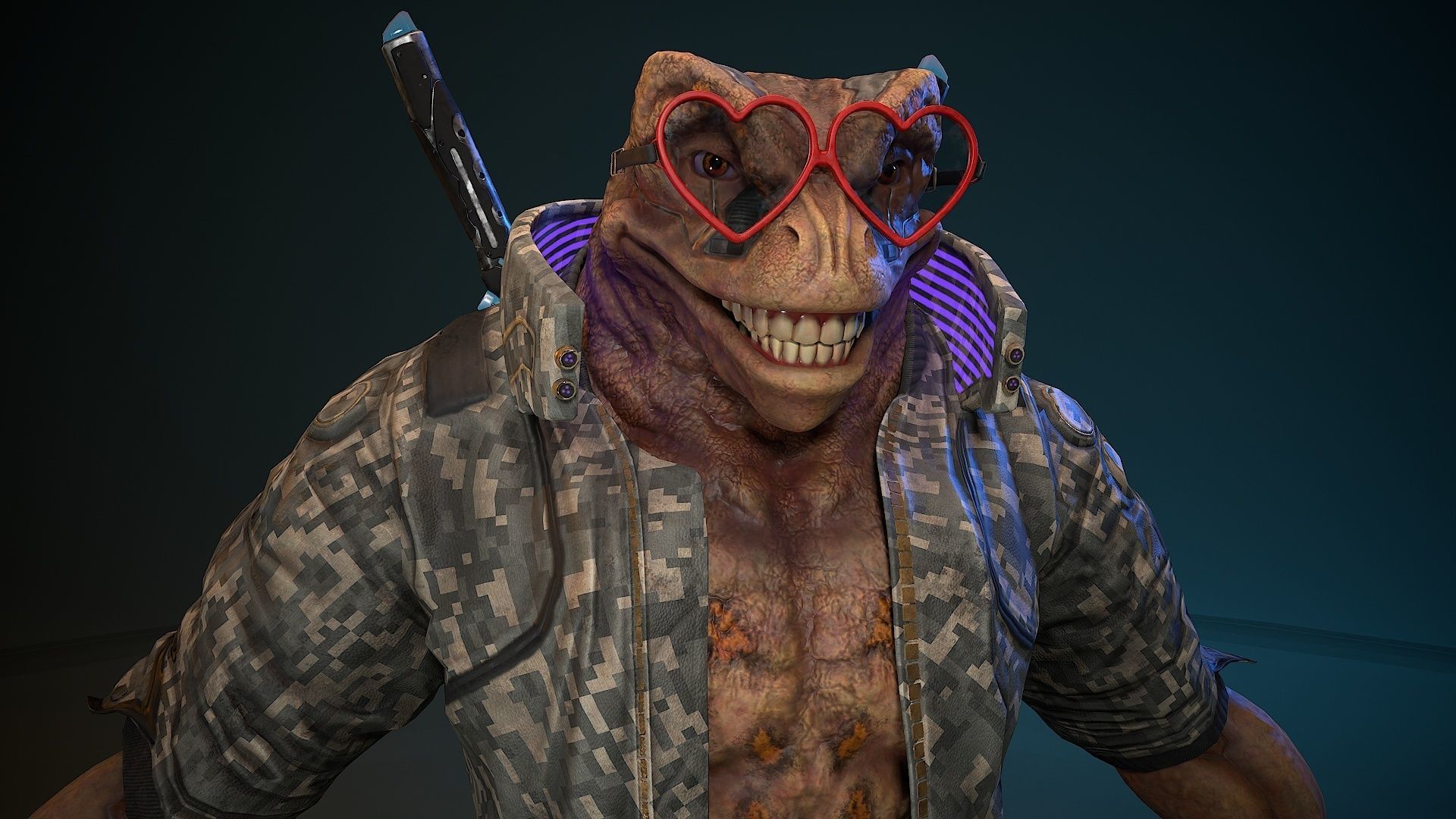 Cyberpunk Frog Low-poly 3D model_3