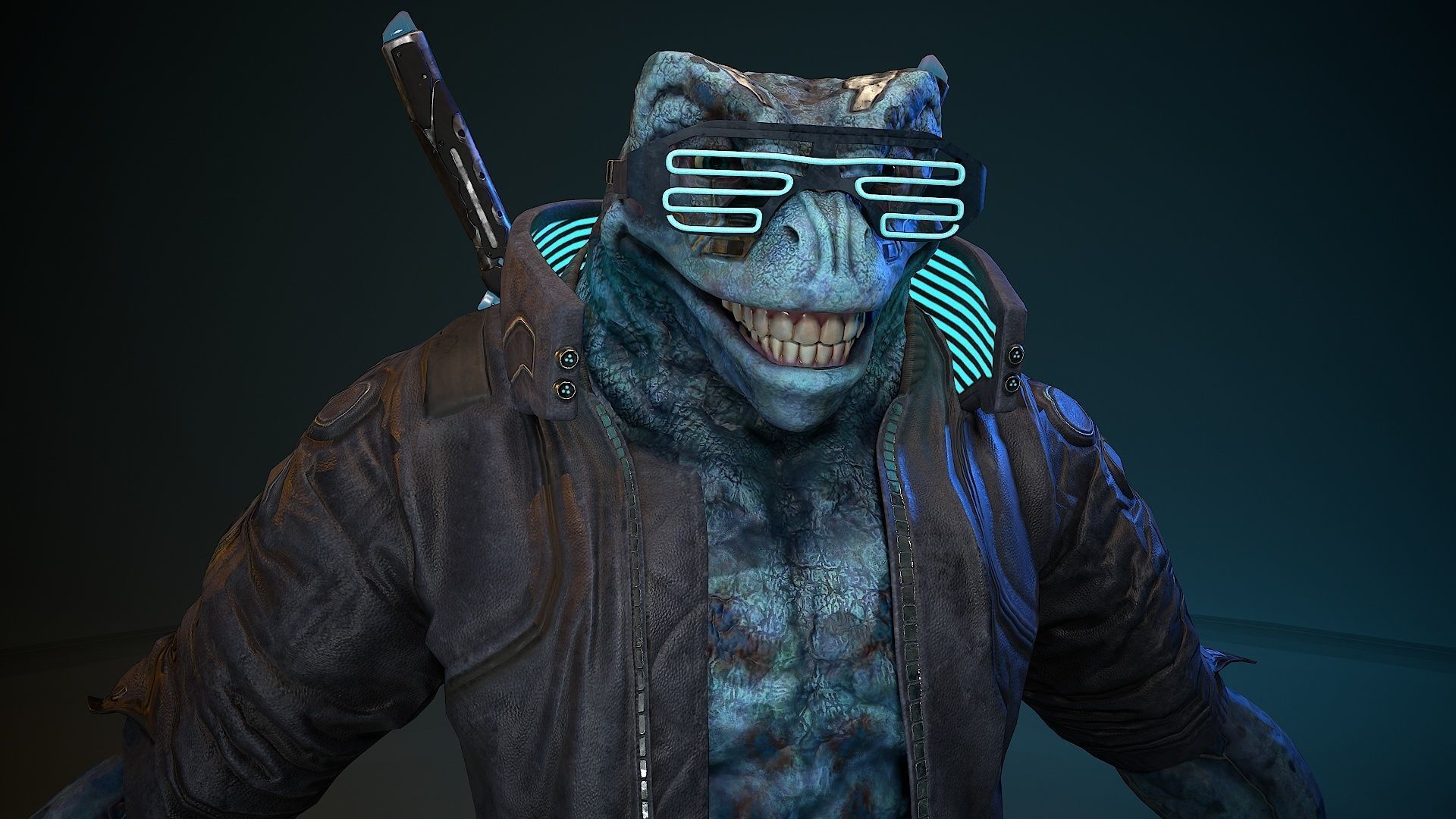 Cyberpunk Frog Low-poly 3D model_12