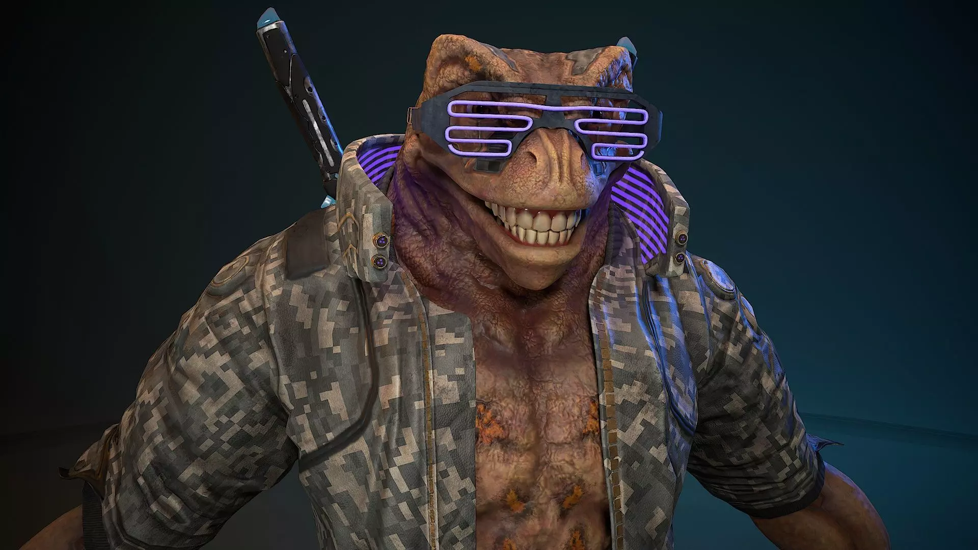 Cyberpunk Frog Low-poly 3D model_0